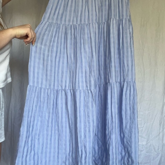 Mod Ref Blue and White Tiered Ruffled Maxi Sundress - Picture 4 of 7